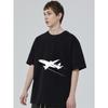 Black Oversized T-Shirt with White Airplane Print for Casual Wear