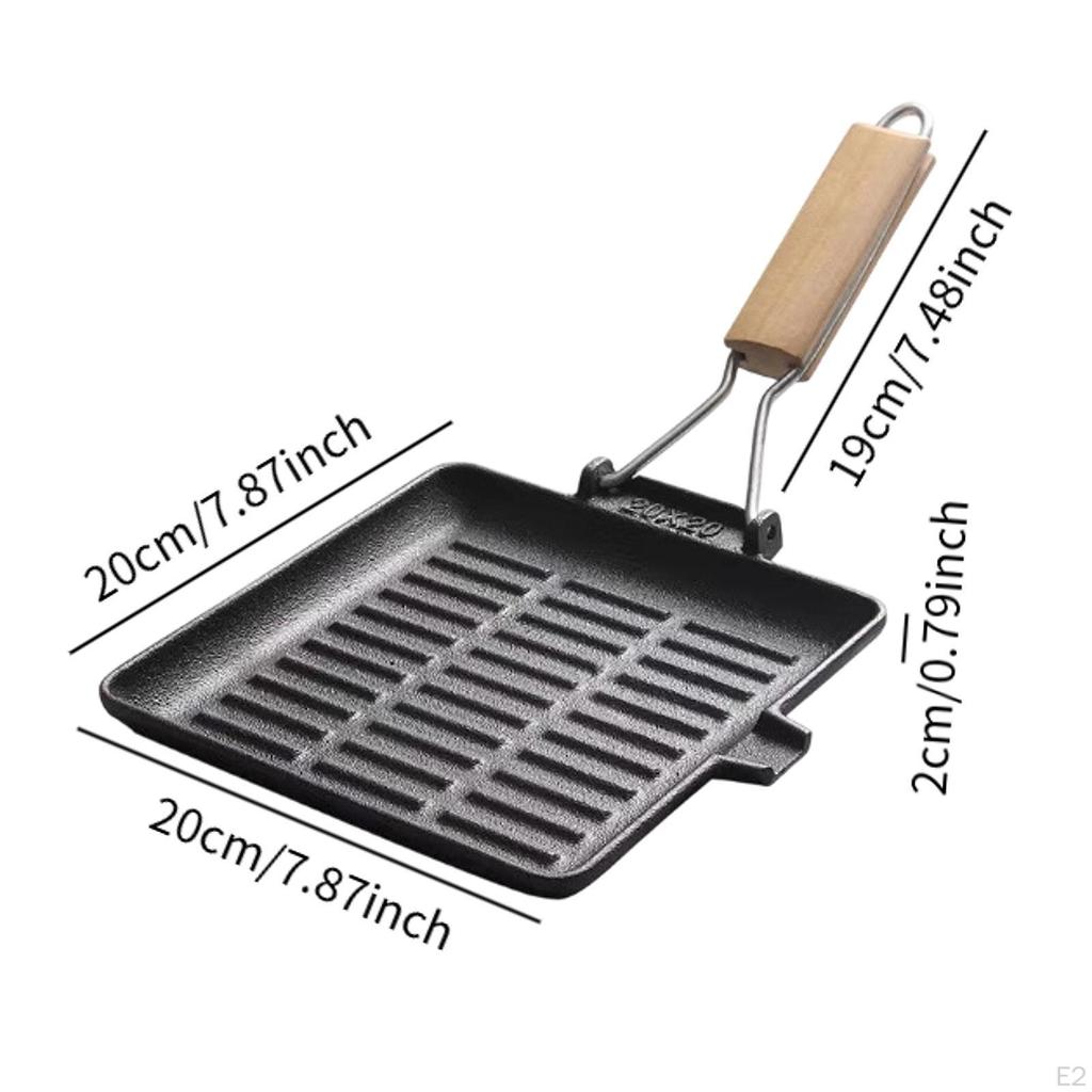 Frying Pan for Steak On Stovetop Cast Iron with Handle Camping Use