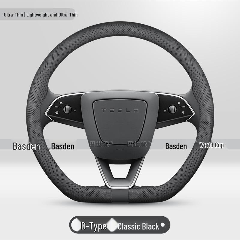 Genuine Leather Steering Wheel Cover for Tesla Model Y, 3, X, S