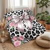 Pink Roses and Bow on Animal Print 1 Theme blanket Lightweight Warm Flannel Blanket Decorative Throw Blanket for Home Decoration