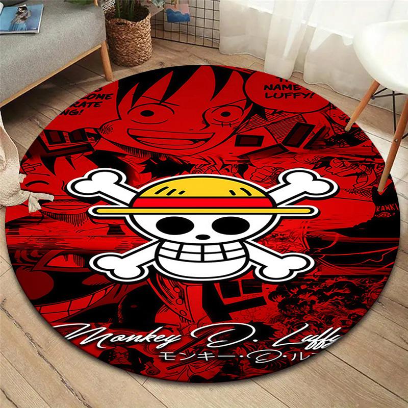 One Piece Straw Hat Pirates Round Area Rug Carpet Rug For Living Room Bedroom Sofa Playroom Decor Nonslip Floor Mat