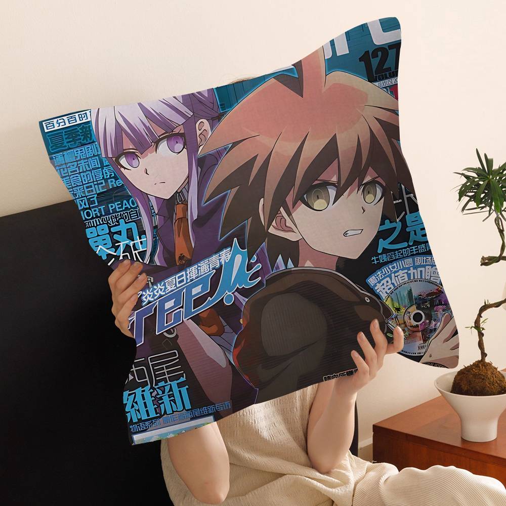 Классическая аниме-подушка Danganronpa Подушка для аниме Подушка для дивана Подушка для изголовья кровати Наволочка Чехол для подушки 45x45 см Модная