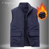Outdoor Workwear for Spring and Autumn, Double-sided Wear, Thick Vest, Men's Standing Collar, Warm Shoulder, Velvet Vest, Oversized Jacket