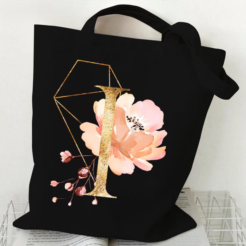 Сумка из холста с принтом, женская сумка на плечо, модная женская сумка с цветочным принтом и буквами, сумка-тоут с буквами алфавита