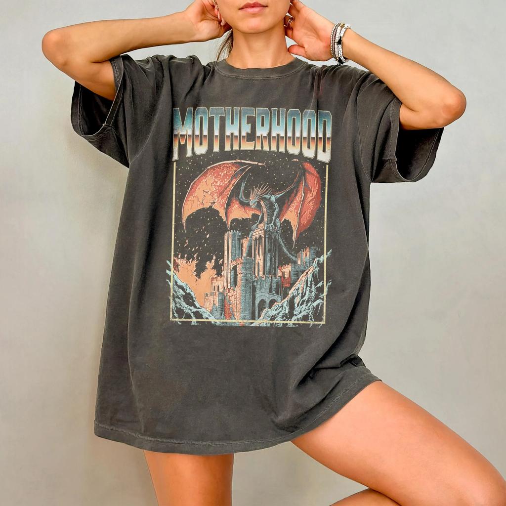 Retro Motherhood Printed Tshirt SpringSummer Womens 2026 New Fashion Trend Top Short Sleeve Comfortable Tshirt