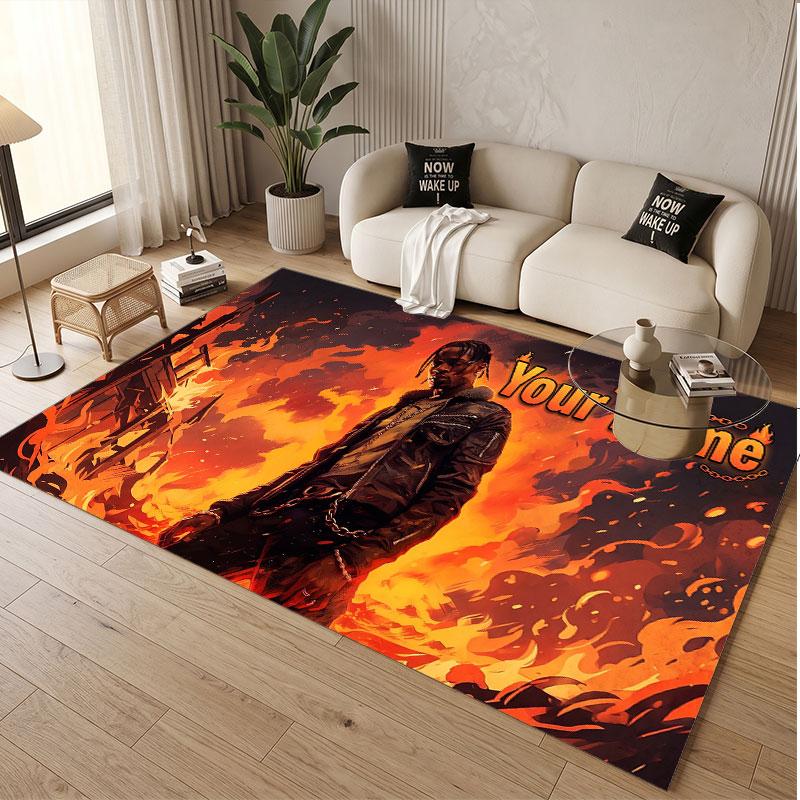Custom Name Crystal Velvet Rug,Travis Scott Comfortable Anti Slip Floor Mat For Room Decoration
