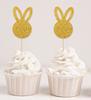 Darling Souvenir| Glitter Gold Easter Bunny Rabbit Cupcake Toppers Dessert Decoration Cupcake Toppers - Pack Of