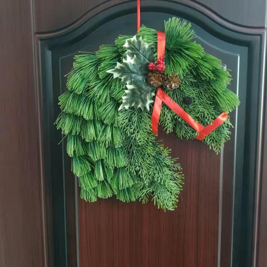 Рождественский венок Yousheng, венок из конской головы с искусственной зеленью из сосновых шишек, гирлянда из конской головы для украшения стены входной двери и камина