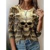 Ladies' Pattern Printed Round Neck Long Sleeve T-shirt Fashion Casual Top Pullover Clothing