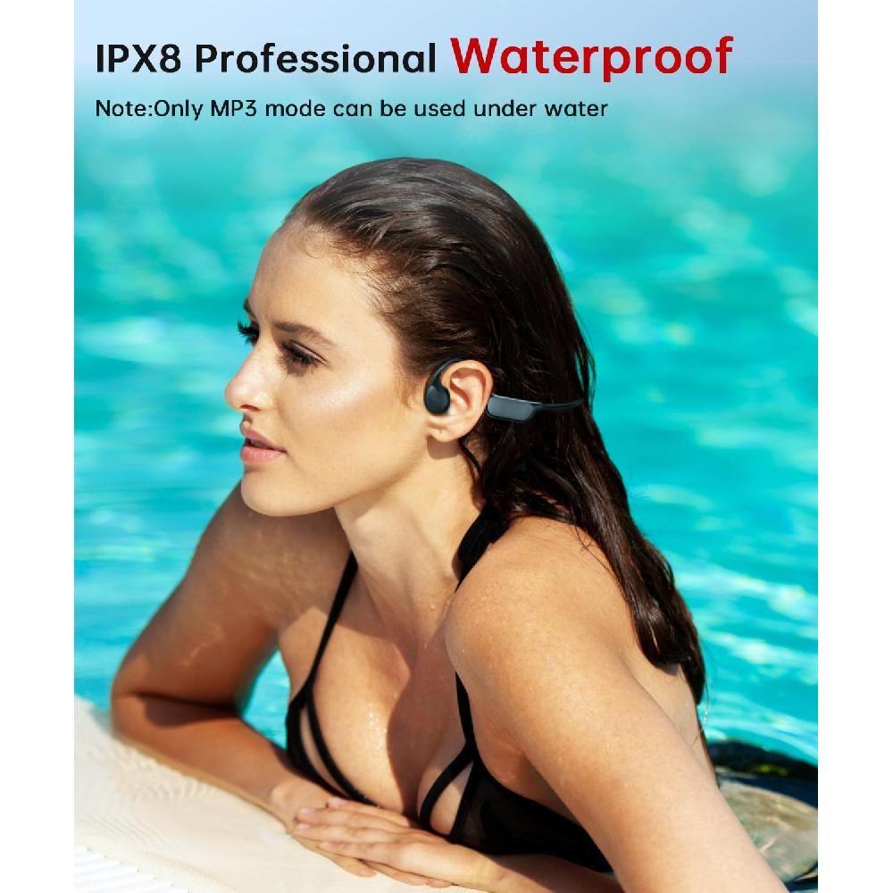 Плавательные наушники, IPX8 профессиональные водонепроницаемые наушники с костной проводимостью, встроенная память 32 ГБ, открытое ухо, беспроводное Bluetooth 5.4 с микрофоном