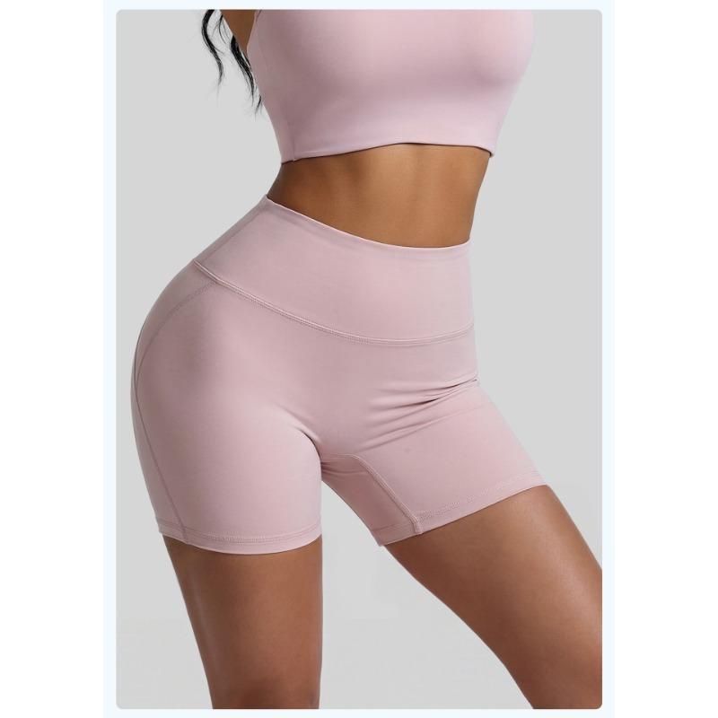 Women S High Waist Tummy Control Yoga Shorts Thin Sports Shorts With Hidden Back Pockets