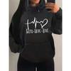 Толстовки Faith Hope Love Letter Graphic Женская толстовка с капюшоном Street Casual Loose Sweatshirt Осенняя одежда с капюшоном и круглым вырезом Женские толстовки и свитшоты Женские
