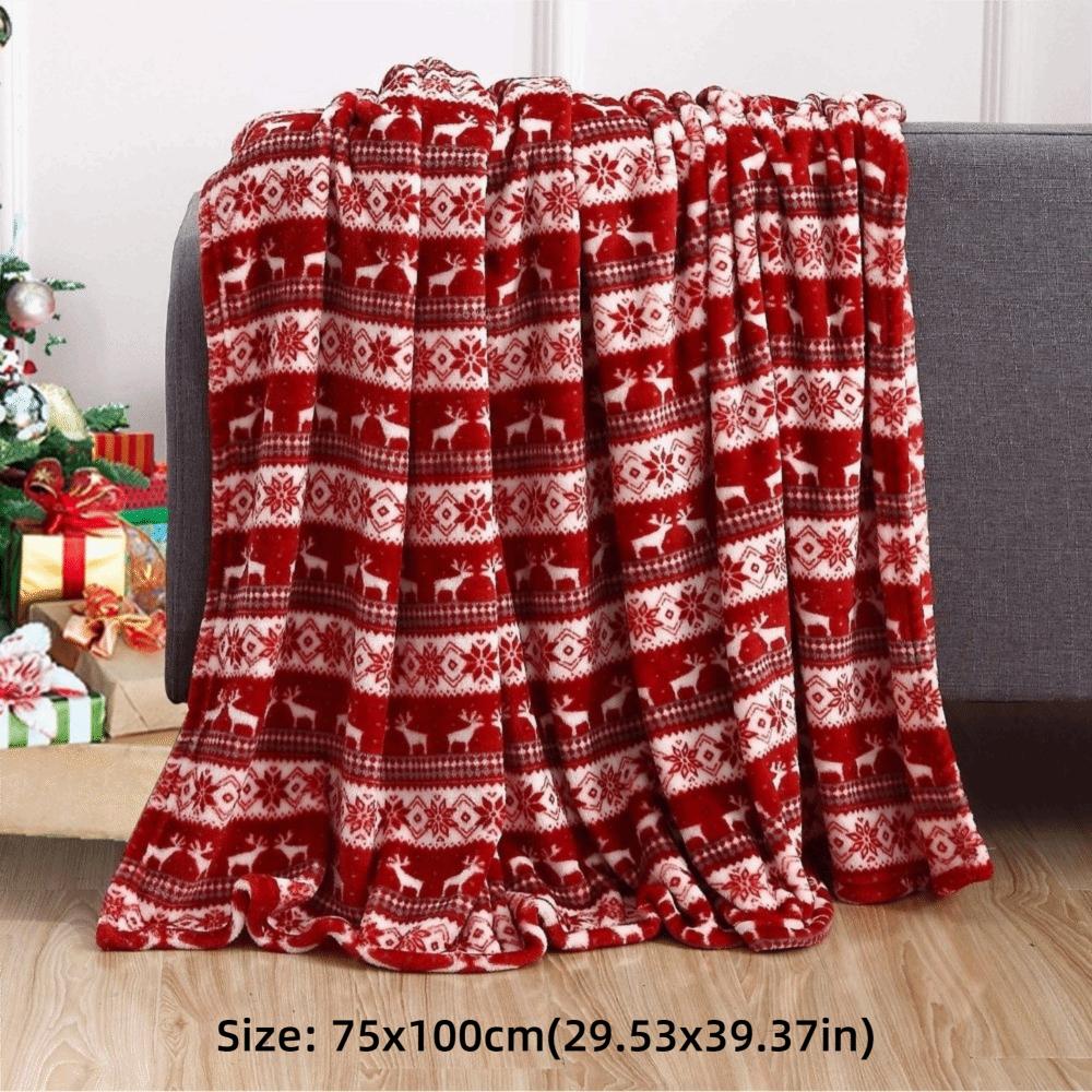 Flannel Sofa Blanket Elk Snowflake Washable Cosy Snuggle Blanket Soft Winter Warm Christmas Throw Blanket For Bed Sofa Office