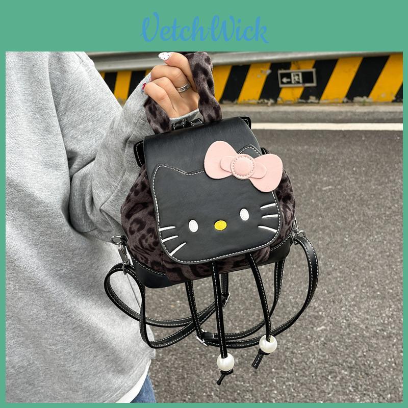 Мини-рюкзак Hello Kitty с нейлоновым материалом и бантом-бабочкой для повседневного использования