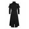 Vintage Halloween Medieval Steampunk Assassin Elves Pirate Costume Adult Men Black Long Split Jacket Gothic Armor Leather Coats