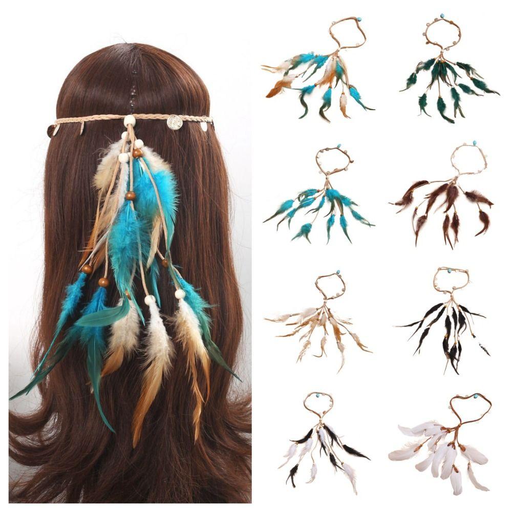 Tassel Ethnic Style Headdress Adjustable Indian Headband Temperament Feather Headband Halloween