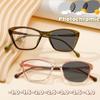 Outdoor Cat Eye Color Changing Eyewear Ultra Light and Trendy Photochromic Myopia Glasses Anti Blue Light Near Sight Glasses