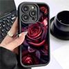 Стильный Черно-Красный Чехол с Рисунком Розы для iPhone 14/15/16/17 Pro Max