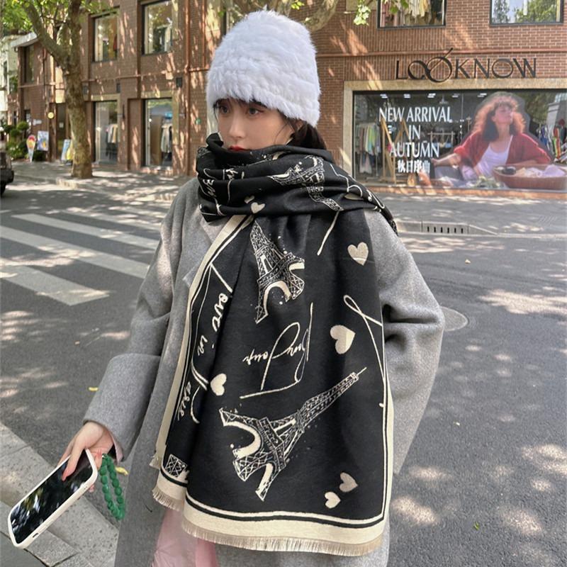 The New Model Is a Winter Construction Wind Tower Scarf, Cashmere Warm Scarf, Student Male and Female Couples Scarf.