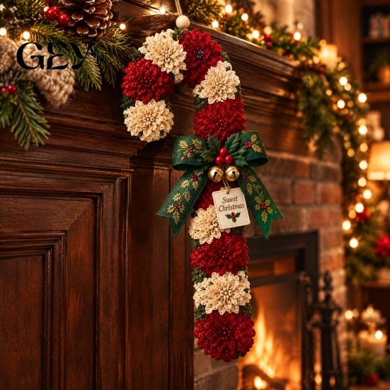 Holiday Craft Supplies for Beginners 3D Fabric Poke Wreath DIY Kit, Beginner-Friendly Christmas Making Stamp Art Set Door Hanging Home Decor Projects