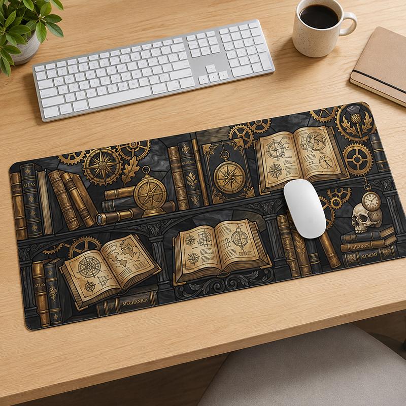 Коврик для мыши Стимпанк Магическая библиотека Игровой printon demand Коврик для компьютерной мыши XXL Игровой коврик Мягкий ковер Коврик для компьютерного стола