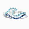 Кольца Trumium S925 Sterling Silver Double Layer Wave Gradient Blue для женщин Sea Design Fine Jewelry