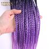 3 PCS Box Braid Synthetic Crochet Braid 24 Inch 22 Roots/pack Ombre Braiding Hair Extension Ombre Purple Crochet Braid
