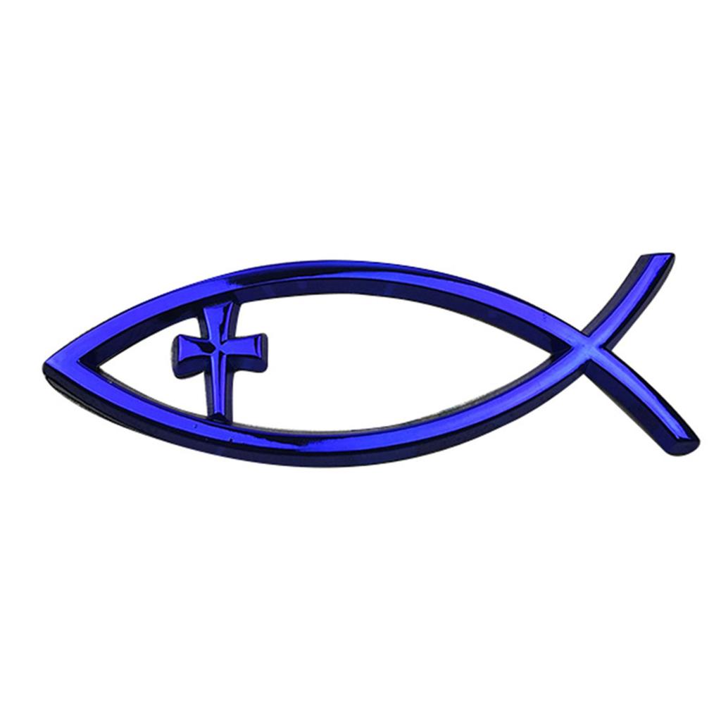 Religious Cross Car Window Stickers Waterproof Jesus Fish Badge Christian Ichthys Fish Sticker for Laptops Refrigerators