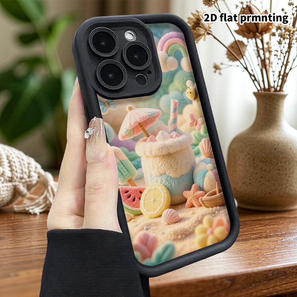 Phone Case: 2D flat, fits iPhone 18, 17, 16, 15, 14, 13, 12Pro protective case, summer beach, perfect Christmas and Halloween holiday gift