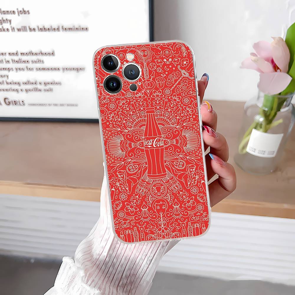 Горячий C-Coca Напитки C-Cola Для IPhone 17 16 15 11 12 13 14 Pro Max Мягкий ТПУ Силиконовый Задний Чехол Прозрачный Чехол