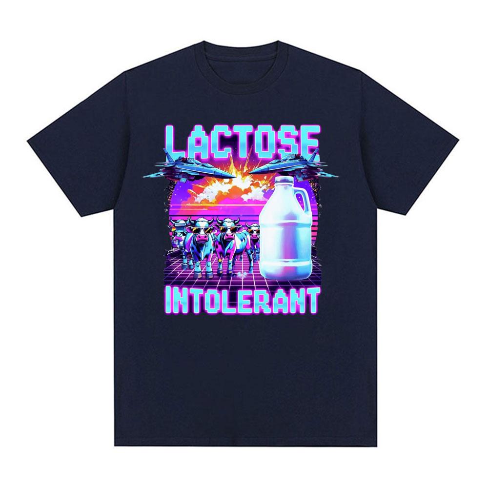 Lactose Intolerant Meme New Graphic TShirt Retro Milk 90s Funny T Shirts Unisex Women Casual 100 Cotton Humor Short Sleeve Tshirt