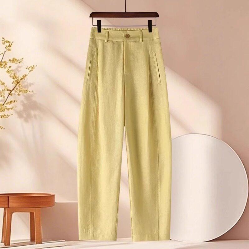 Tencel linen nine-point harem pants for women, 1116 summer thin high-waist loose slimming anti-wrinkle casual pants for pettes