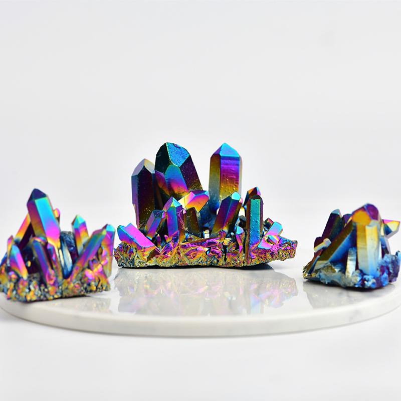 Rainbow Titanium Natural Quartz Crystal Cluster Mineral Specimen Healing Stone