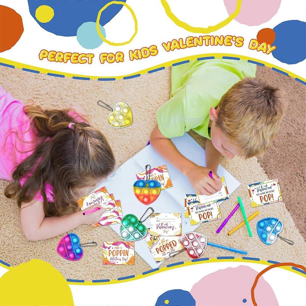 24 Pack Valentines Day Gifts, Heart-Shaped for 3-12 Years Boys Girls Toddlers Kids Classroom School Party Gift Exchange