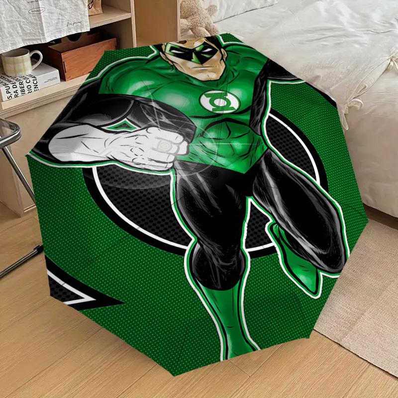 1pc Green Lantern Automatic Open/Close Umbrella Compact Folding Umbrella with 8-Rib Shaft lightweight esign, for Women/Men1205A