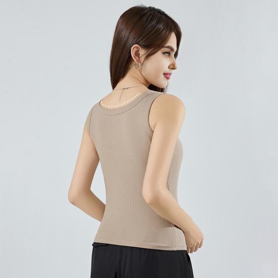 Женский топ-майка без рукавов с широкими бретелями и встроенным бюстгальтером с мягкой подкладкой