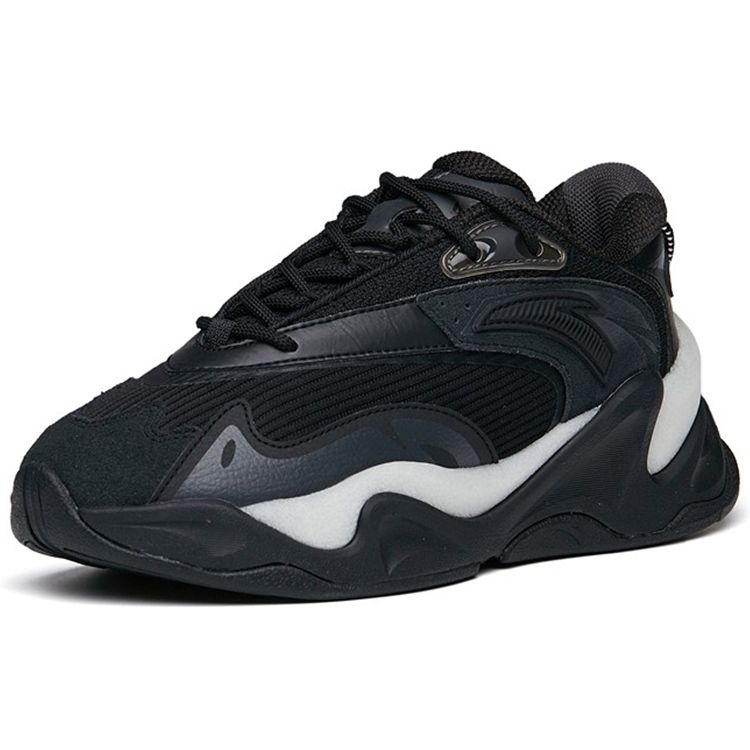 Anta Pulse Fabric Synthetic Leather Non-Slip Wear-Resistant Breathable Low-Top Dad Shoes Women Sneaker Black 122148833R-3