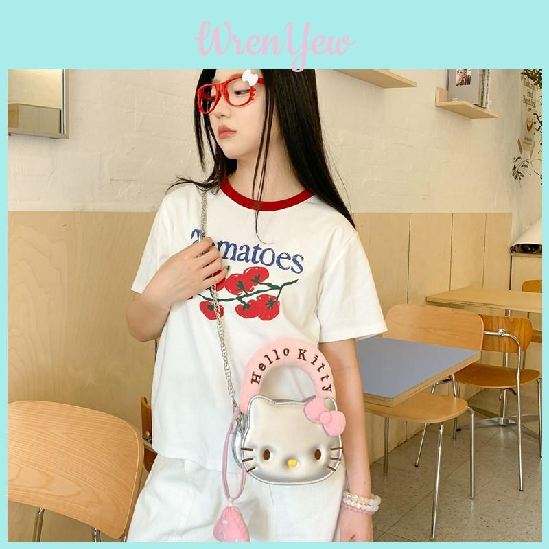 Мини-сумка через плечо Hello Kitty Melody Cinnamoroll с цепочкой из ПУ Сладкий летний аксессуар для повседневного использования