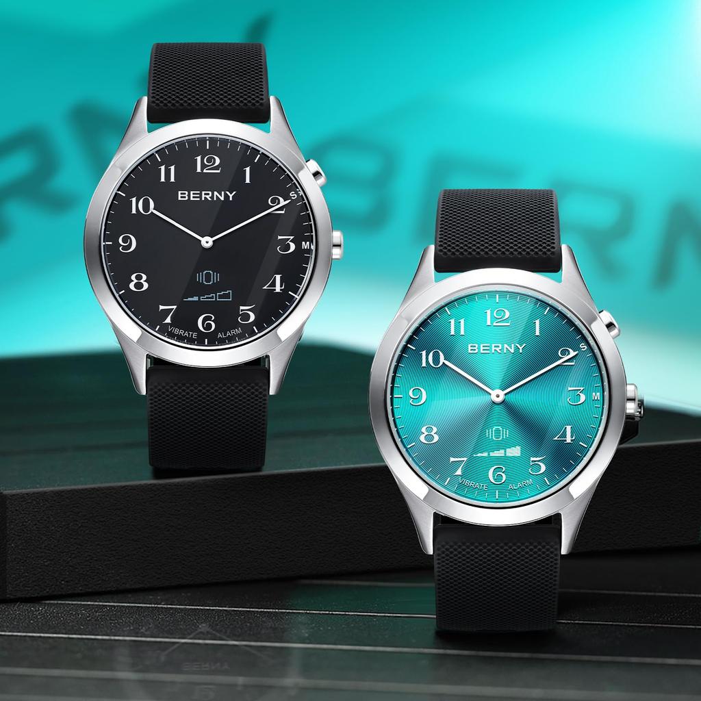 BERNY Vibration Скрытый OLED-дисплей с настраиваемой вибрацией, специально разработанный для пожилых людей и людей с нарушениями слуха, водонепроницаемый до 3 синих часов, часы,