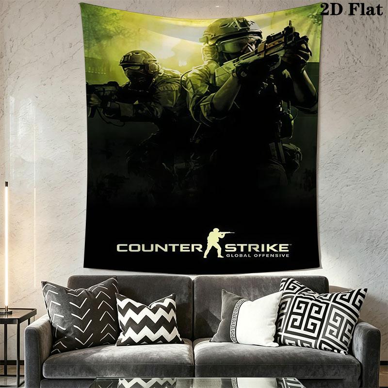 Постер Counter-Strike 2 Настенный Повешенный Тканевое Одеяло с Принтом Декоративные Гобелены для Спальни Гостиной Домашний Декор