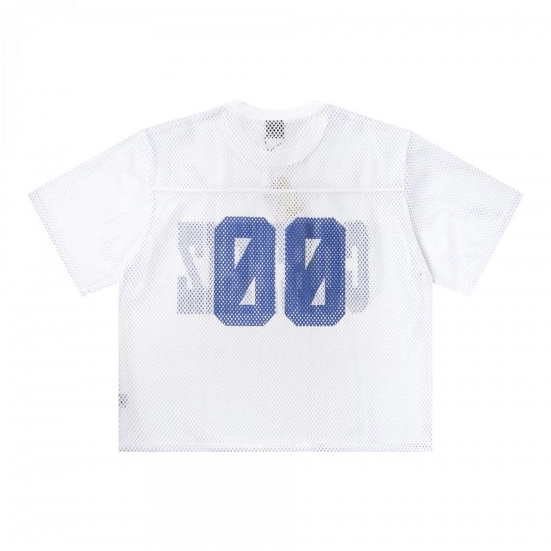 Mens Loose Fit Cotton Tee With Letter Print Mesh Cutout Design Hip Hop Streetwear Short Sleeve T-Shirt