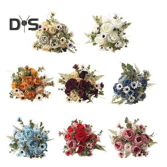 Букеты из искусственных цветов, искусственные ромашки, пионы, букеты, искусственные цветы, центральные украшения для стола, цветочные композиции для дома, свадебные украшения для отеля