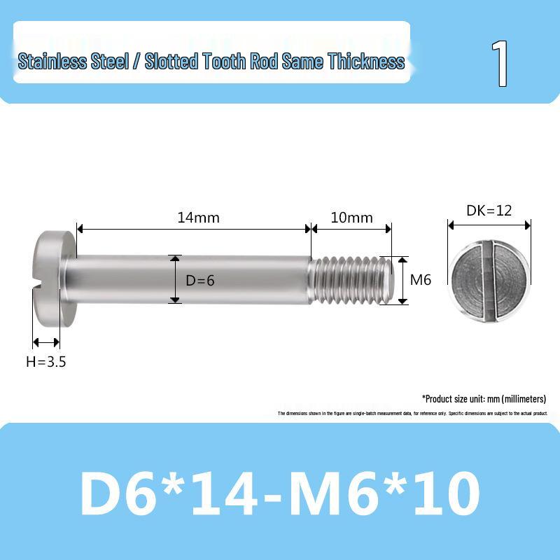 Винт-пробка с прорезью M6 D6D8 из нержавеющей стали, с частичной резьбой, гладкий стержень, болт с ограничительным буртом