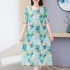 Elegant Long Dresses Woman Summer Plus Size Short Sleeve Floral Dress Middle-aged Women's Clothing