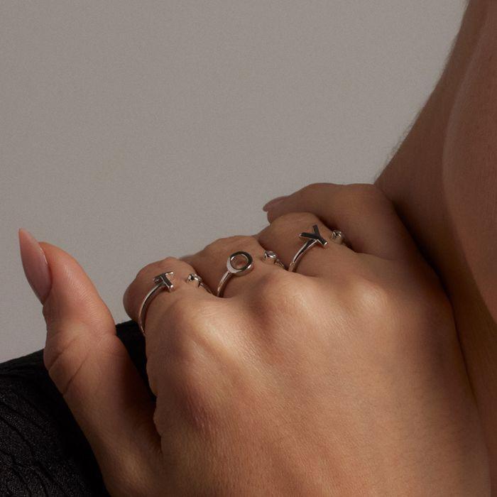 Bague - LUXENTER - Alphabet - Argent sterling 925 - Zircone cubique - Taille réglable