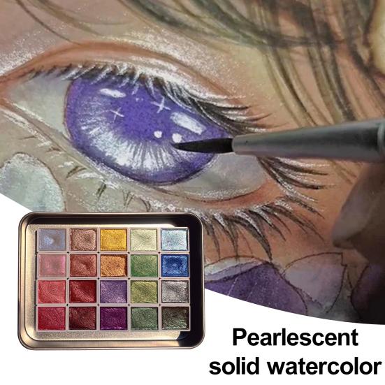 20 цветов, набор сверкающих акварельных красок с высокой прозрачностью и тонким распределением пигмента, набор для акварельной живописи