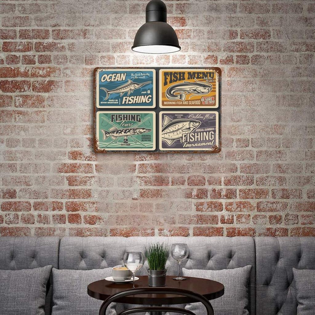 1-Pack Distressed Vintage Wall Plaque, 20×30cm and 30×40cm, Rusted Metal Decor for Kitchen, Cafe, Lobby or Study