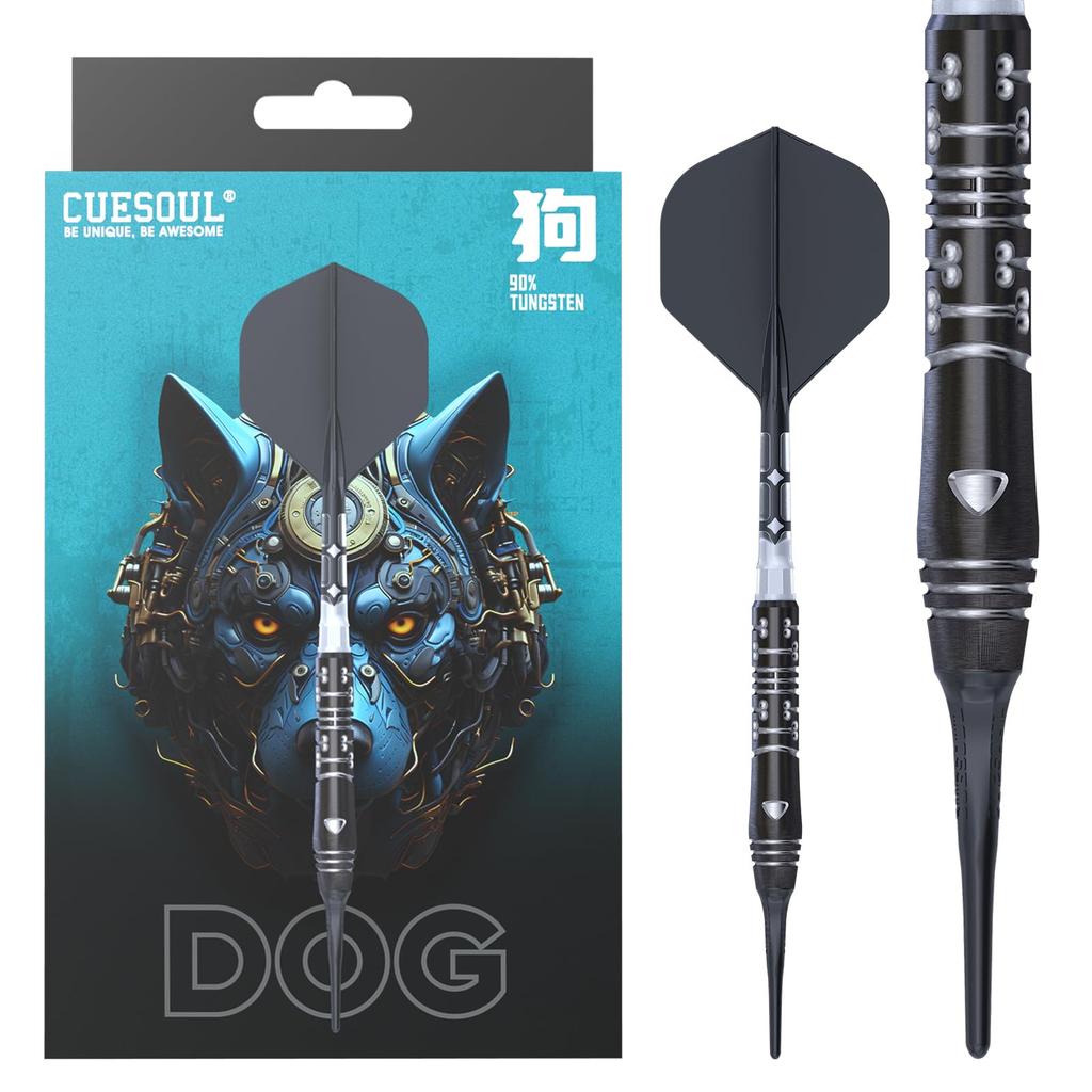 Cuesoul Chinese Zodiac 20g Soft Tip Tungsten Dart Set ROST T19 2 Colors Integrated Flight "Dog" 90%