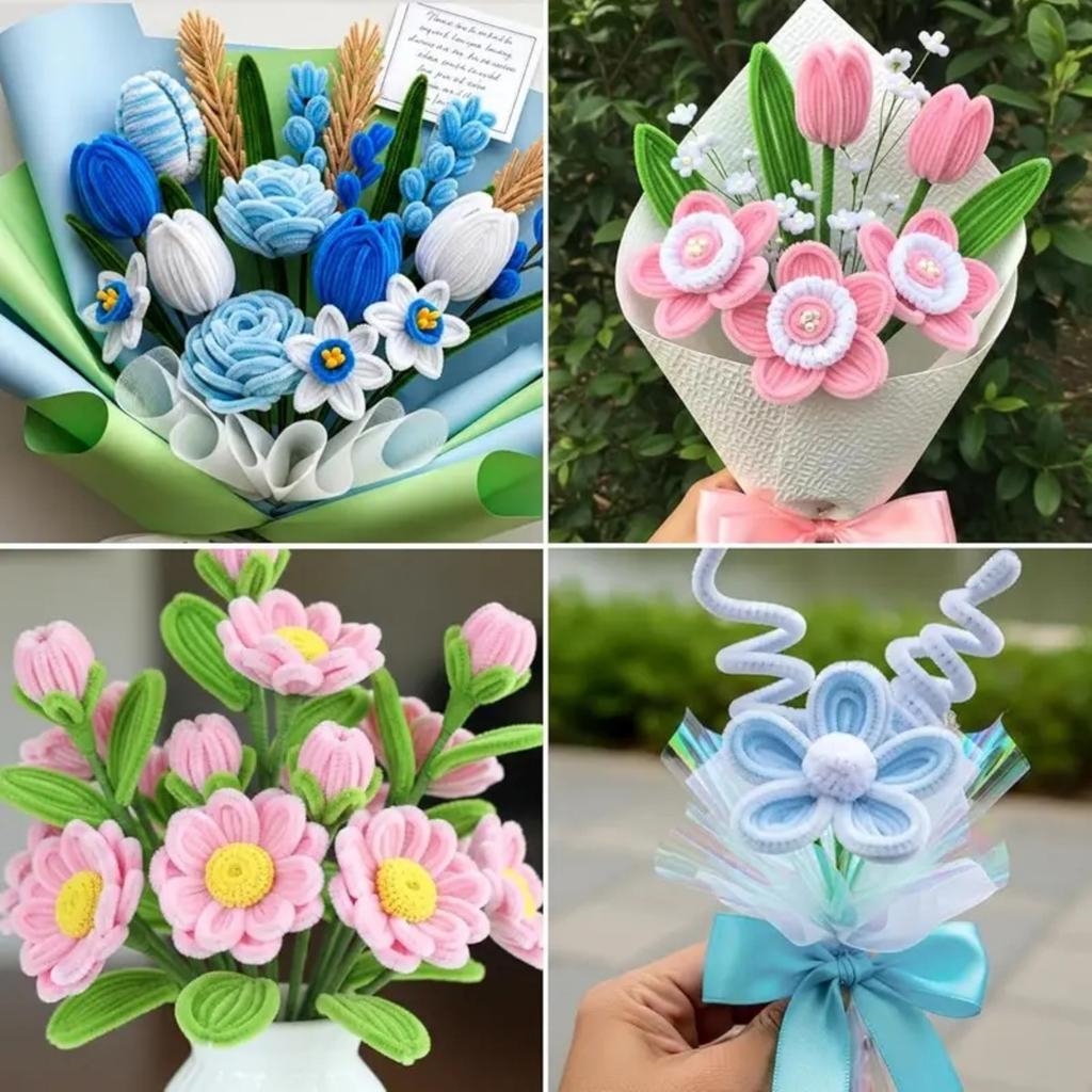 500/1000 Pcs Pastel Macaron Pipe Cleaners Chenille Stems 11.8 Inch Bulk Pipe Cleaner Flower Assorted Fuzzy Sticks for DIY