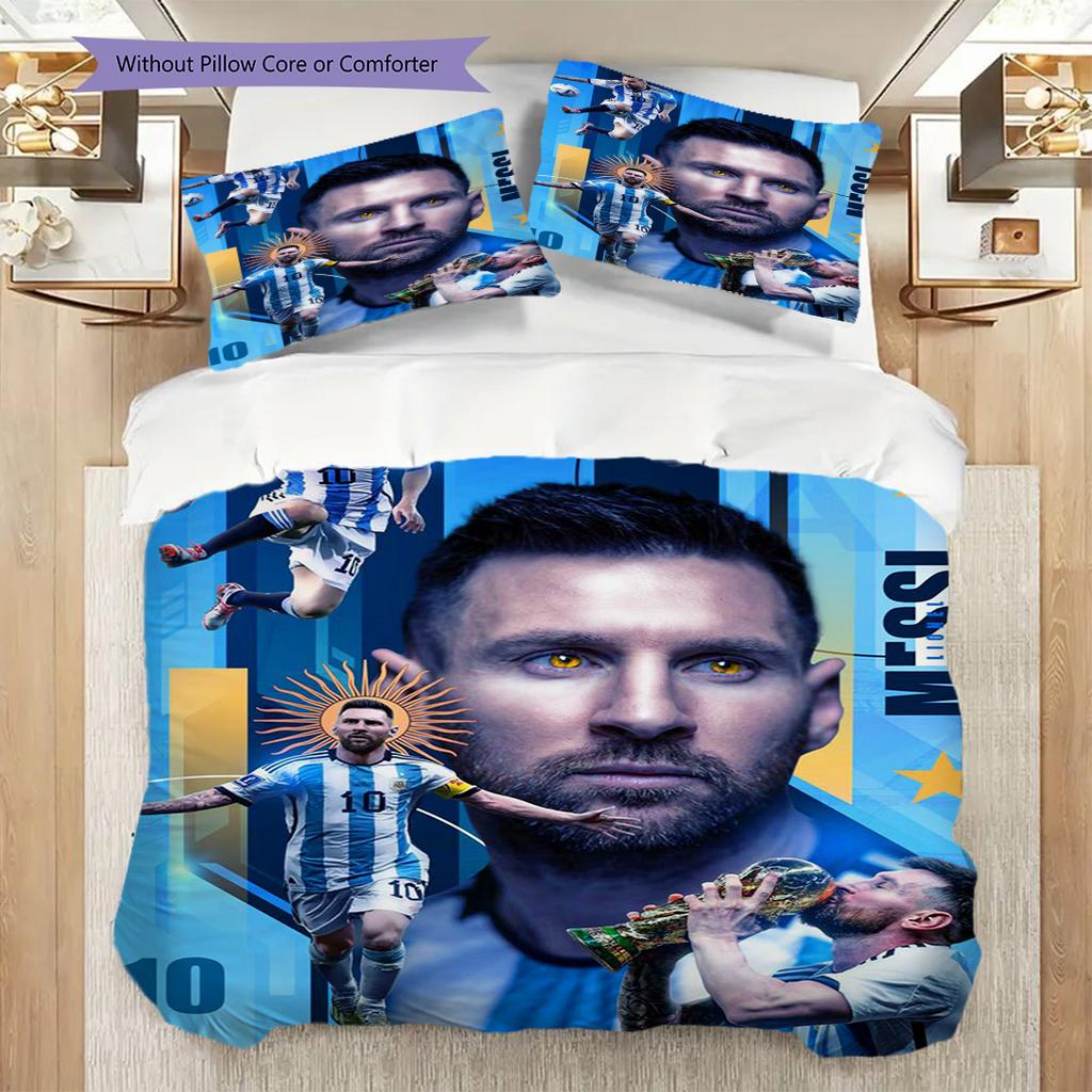 Lionel Messi Football Legend Bedding (1 * duvet cover + 2 * pillowcase, without core) 2D Flat Duvet cover and pillowcase Bedding set